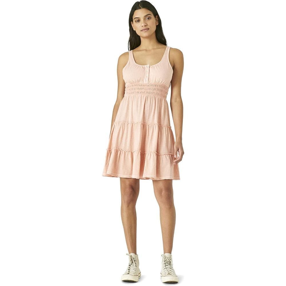 LUCKY BRAND Women's Smocked Tiered Sleeveless Mini Dress Pink Size Extra Small